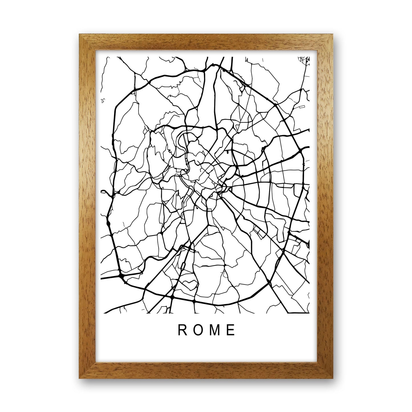 Rome Map Art Print by Pixy Paper Oak Grain