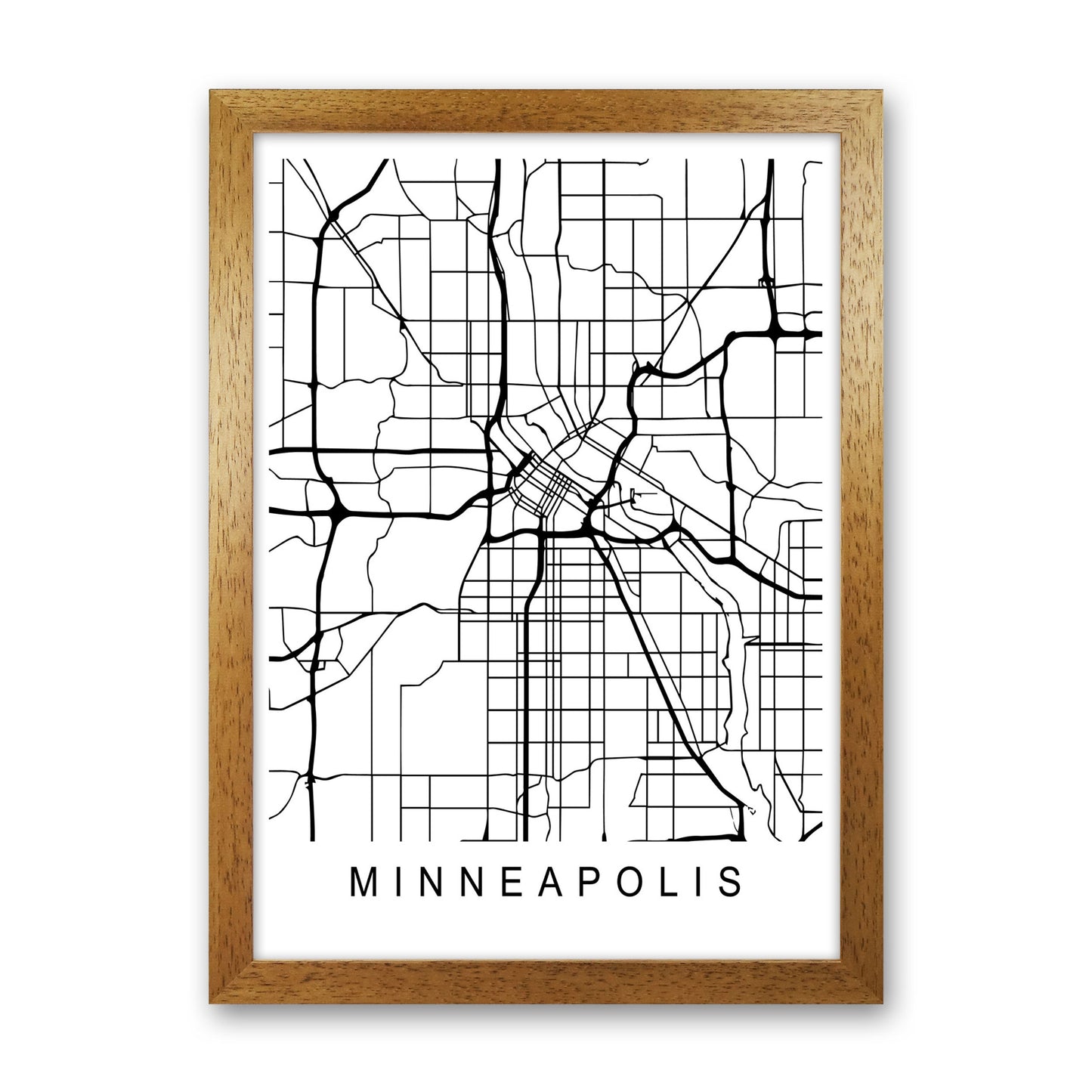 Minneapolis Map Art Print by Pixy Paper Oak Grain