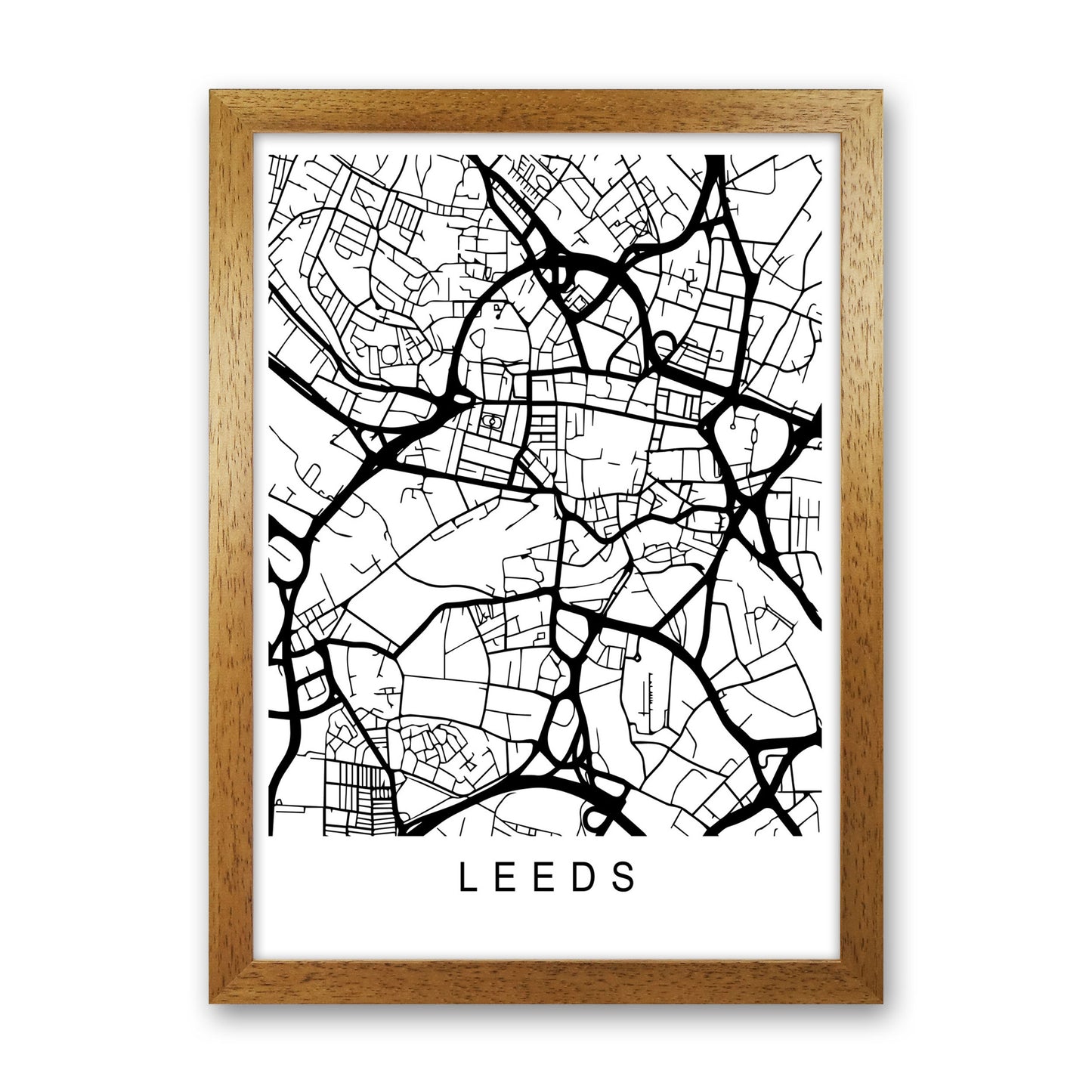 Leeds Map Art Print by Pixy Paper Oak Grain