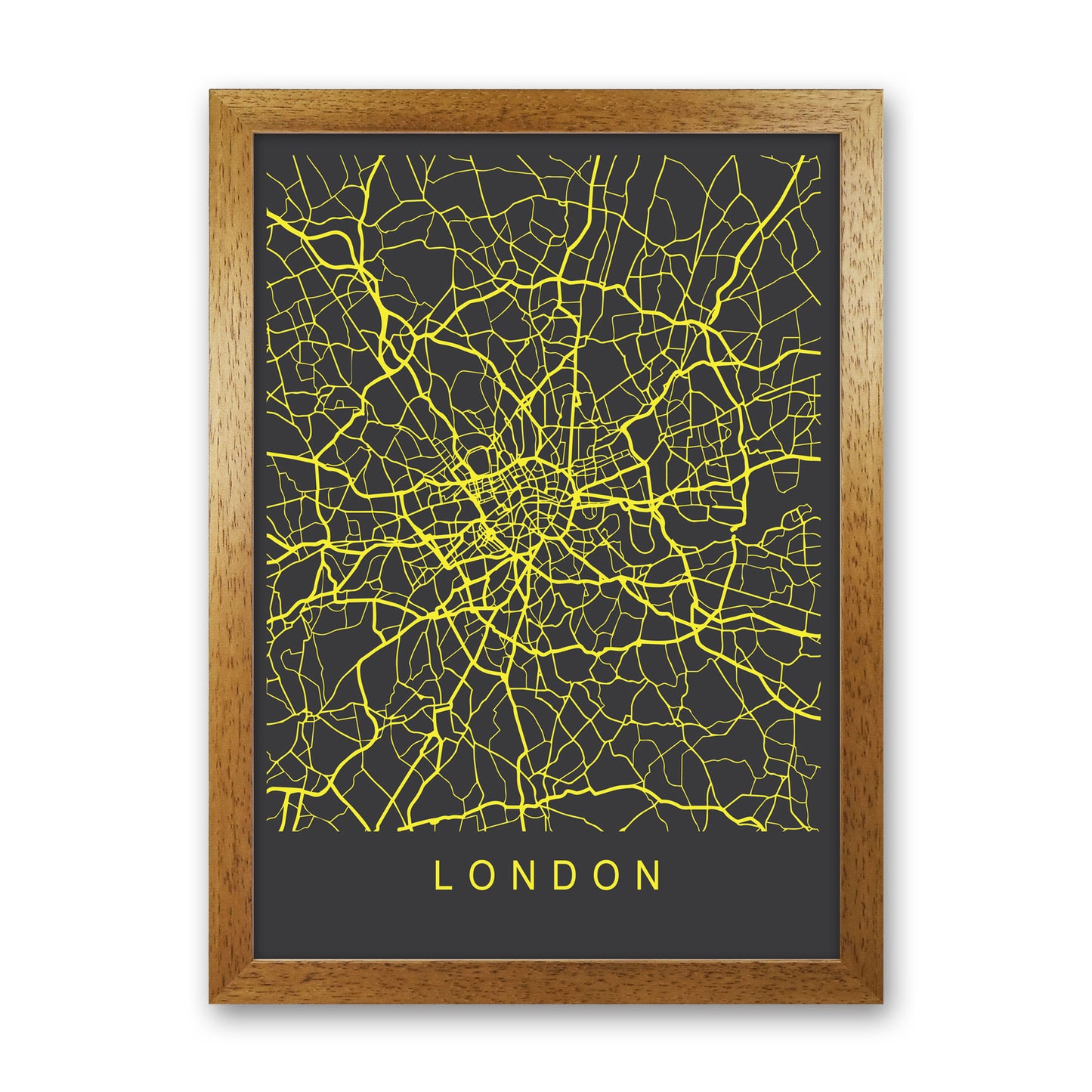 London Map Neon Art Print by Pixy Paper Oak Grain