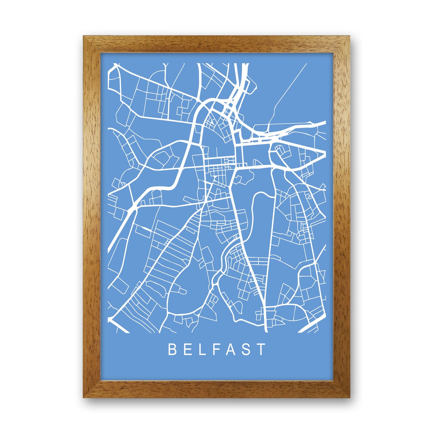 Belfast Map Blueprint Art Print by Pixy Paper Oak Grain