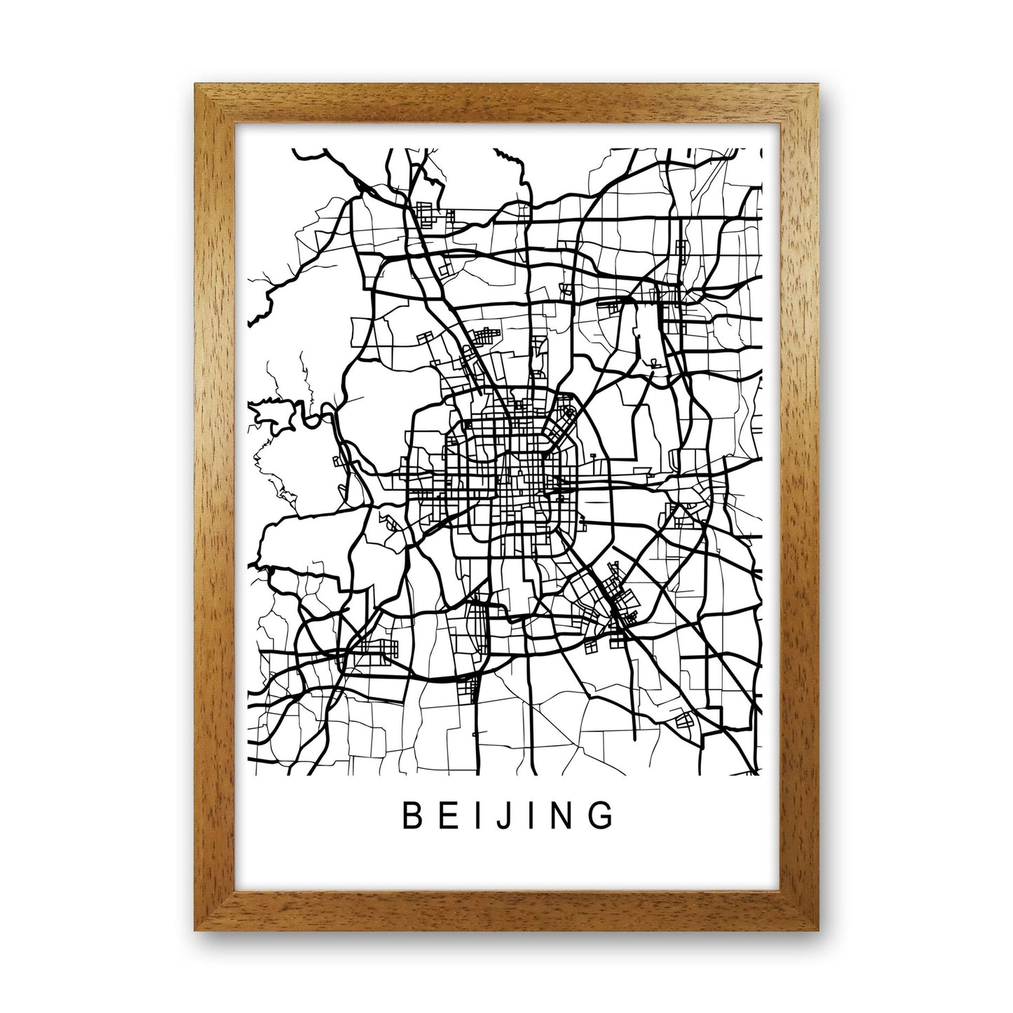 Beijing Map Art Print by Pixy Paper Oak Grain
