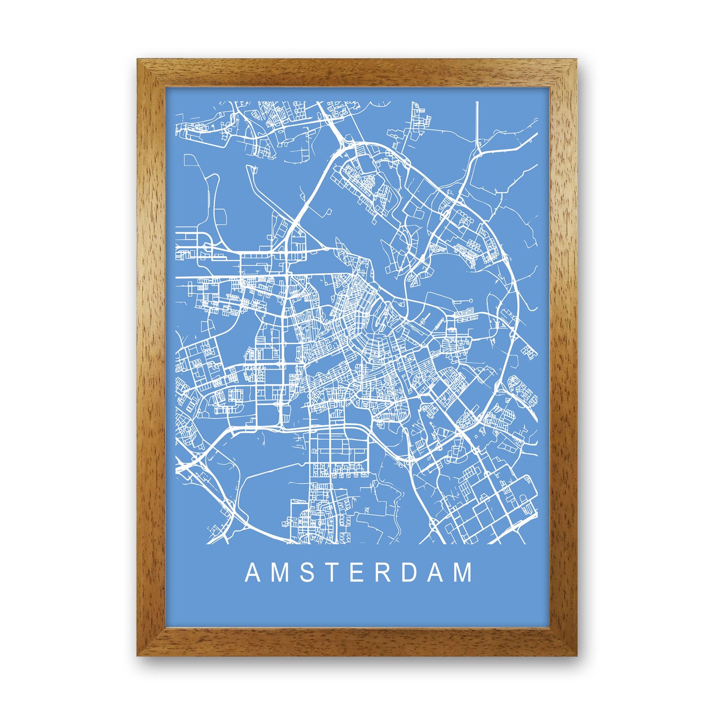 Amsterdam Map Blueprint Art Print by Pixy Paper Oak Grain