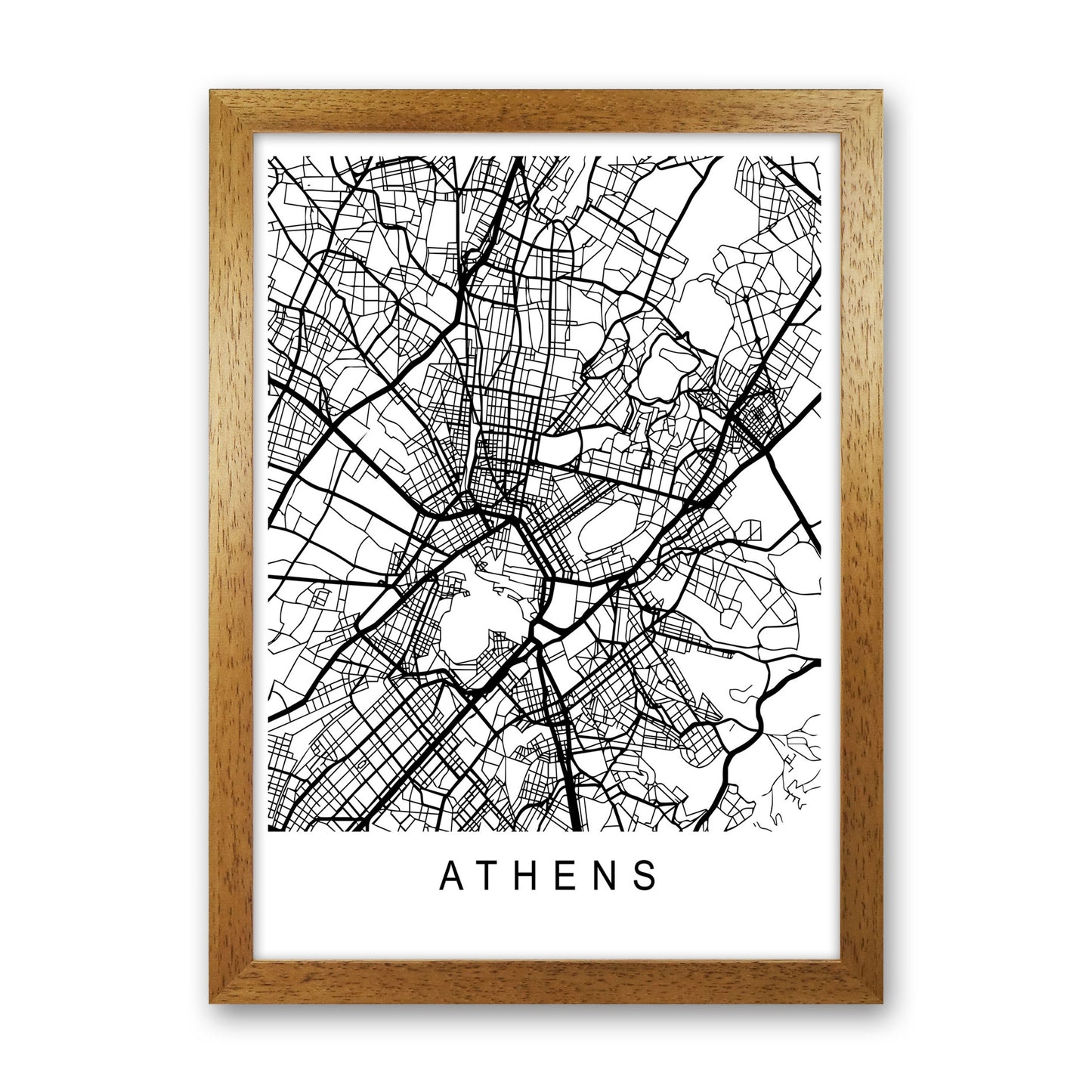 Athens Map Art Print by Pixy Paper Oak Grain