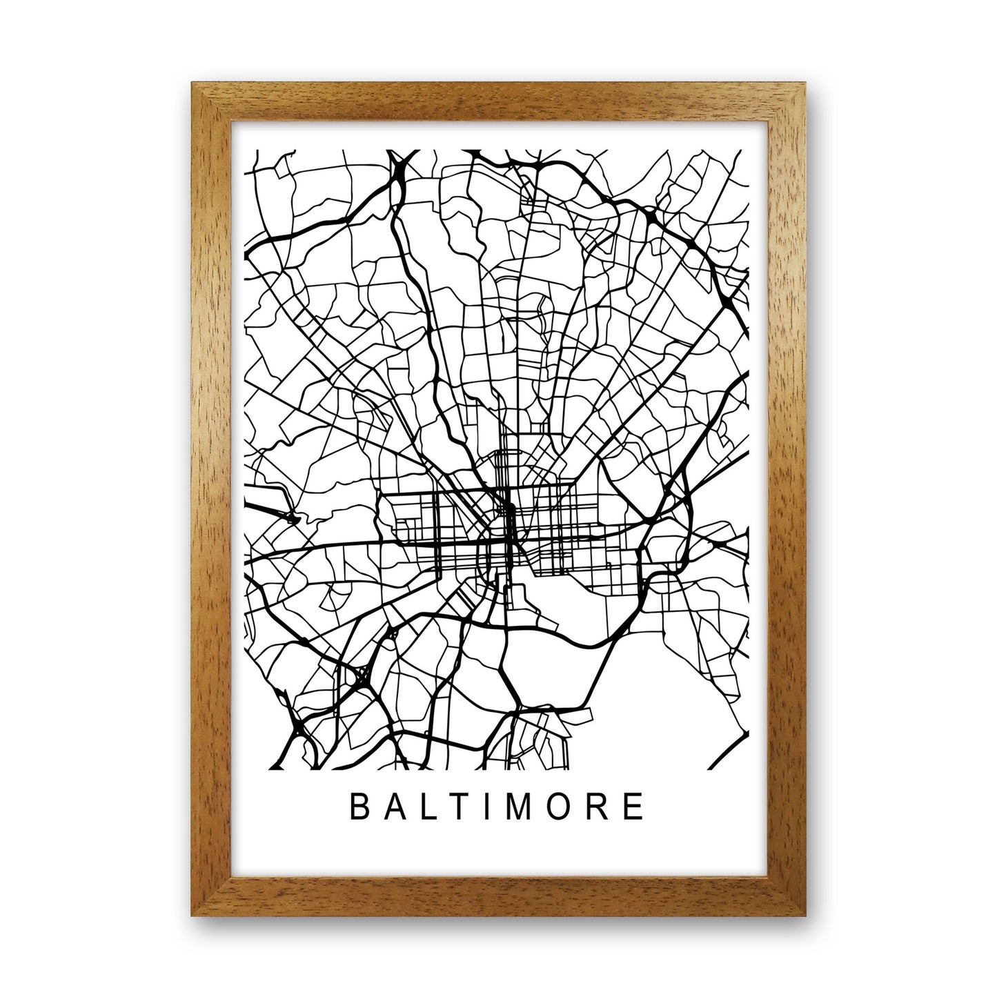 Baltimore Map Art Print by Pixy Paper Oak Grain