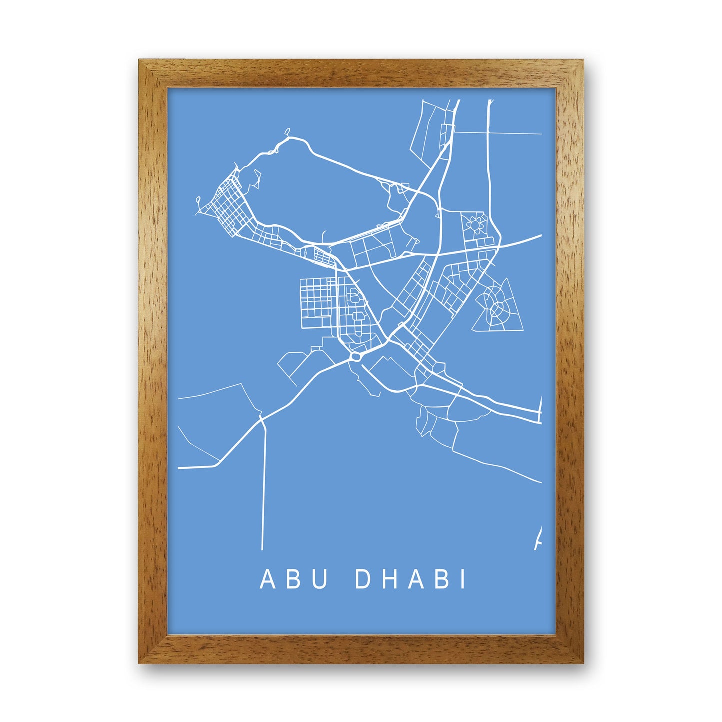 Abu Dhabi Map Blueprint Art Print by Pixy Paper Oak Grain