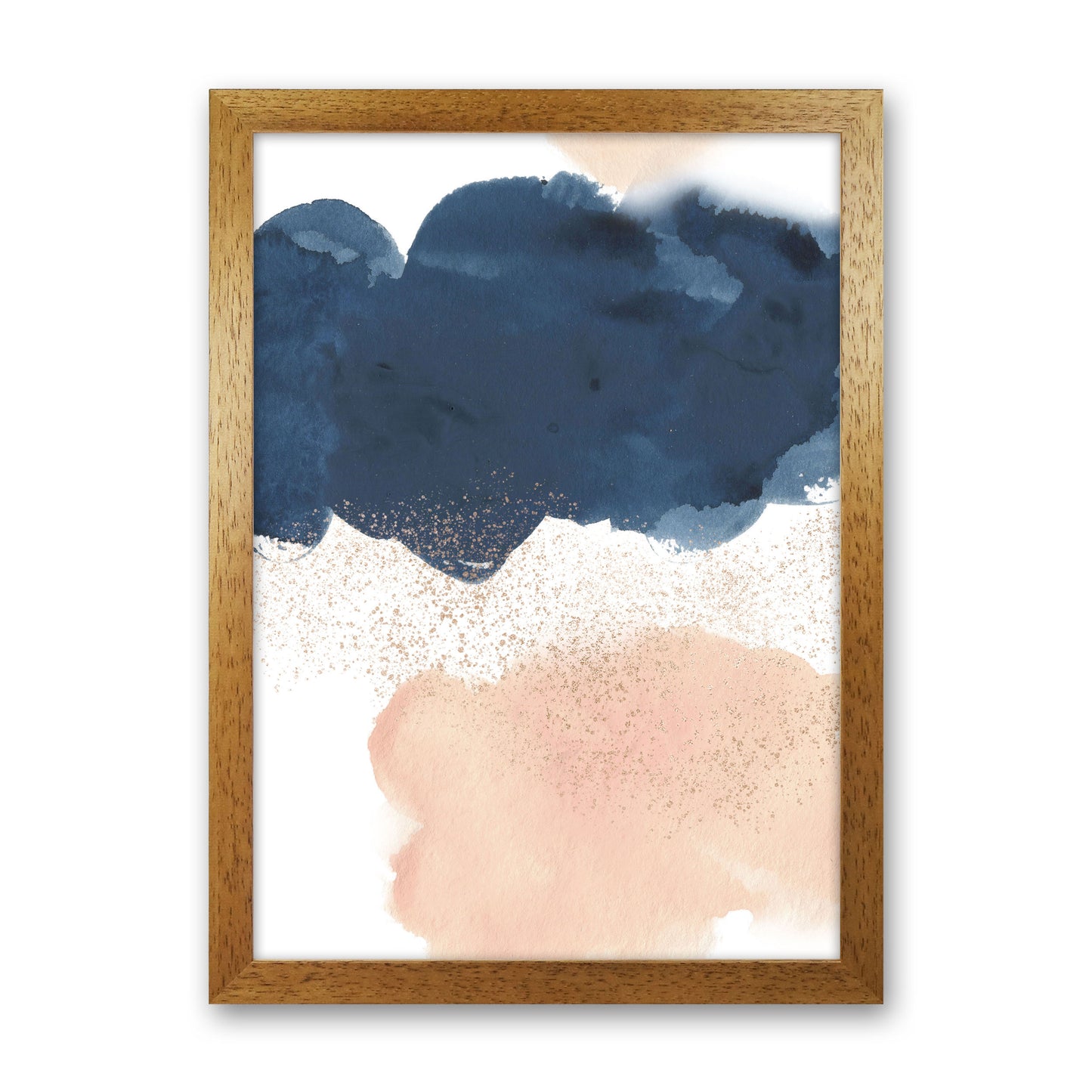 Aztec Blush and Navy Watercolour 03 Art Print by Pixy Paper Oak Grain