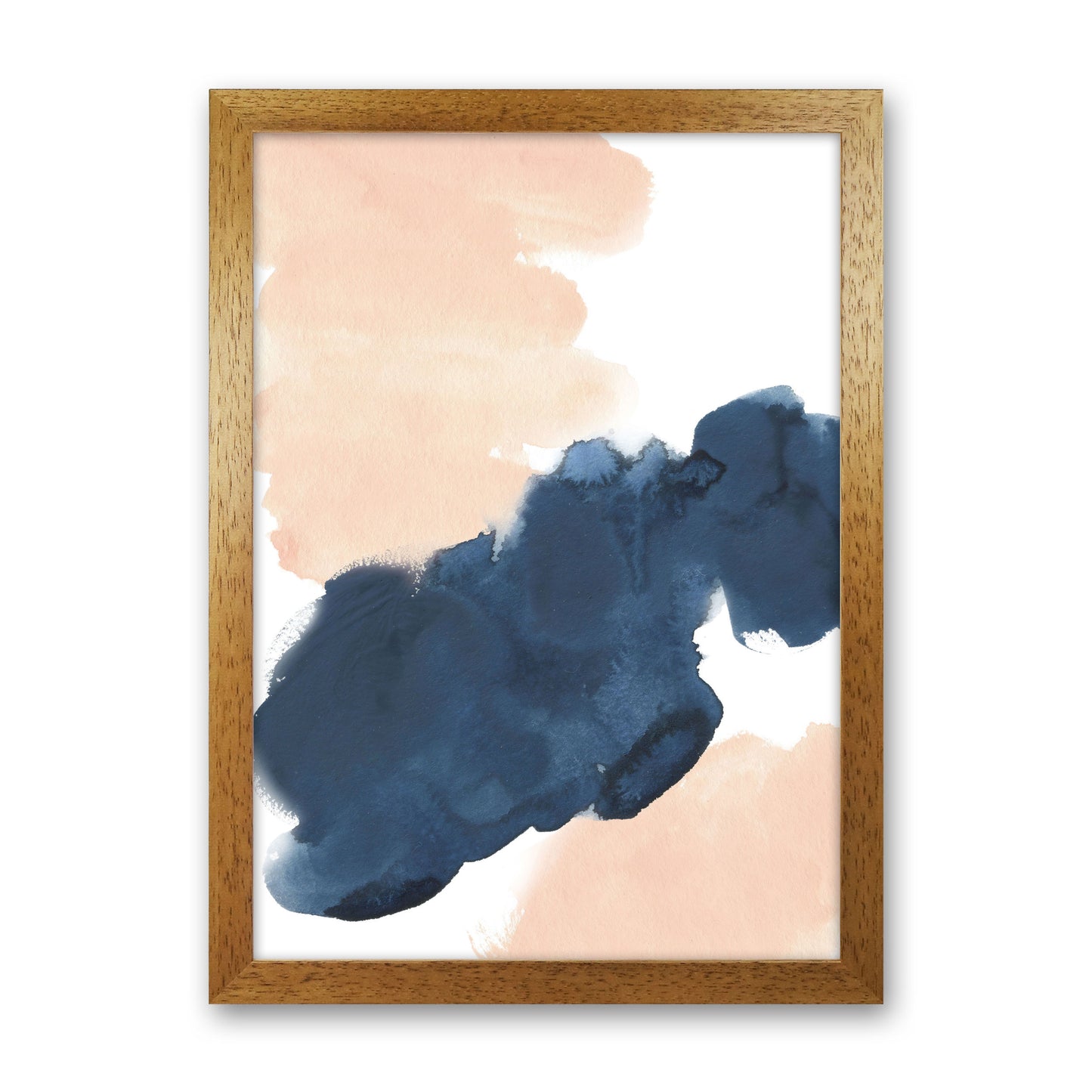 Aztec Blush and Navy Watercolour 02 Art Print by Pixy Paper Oak Grain