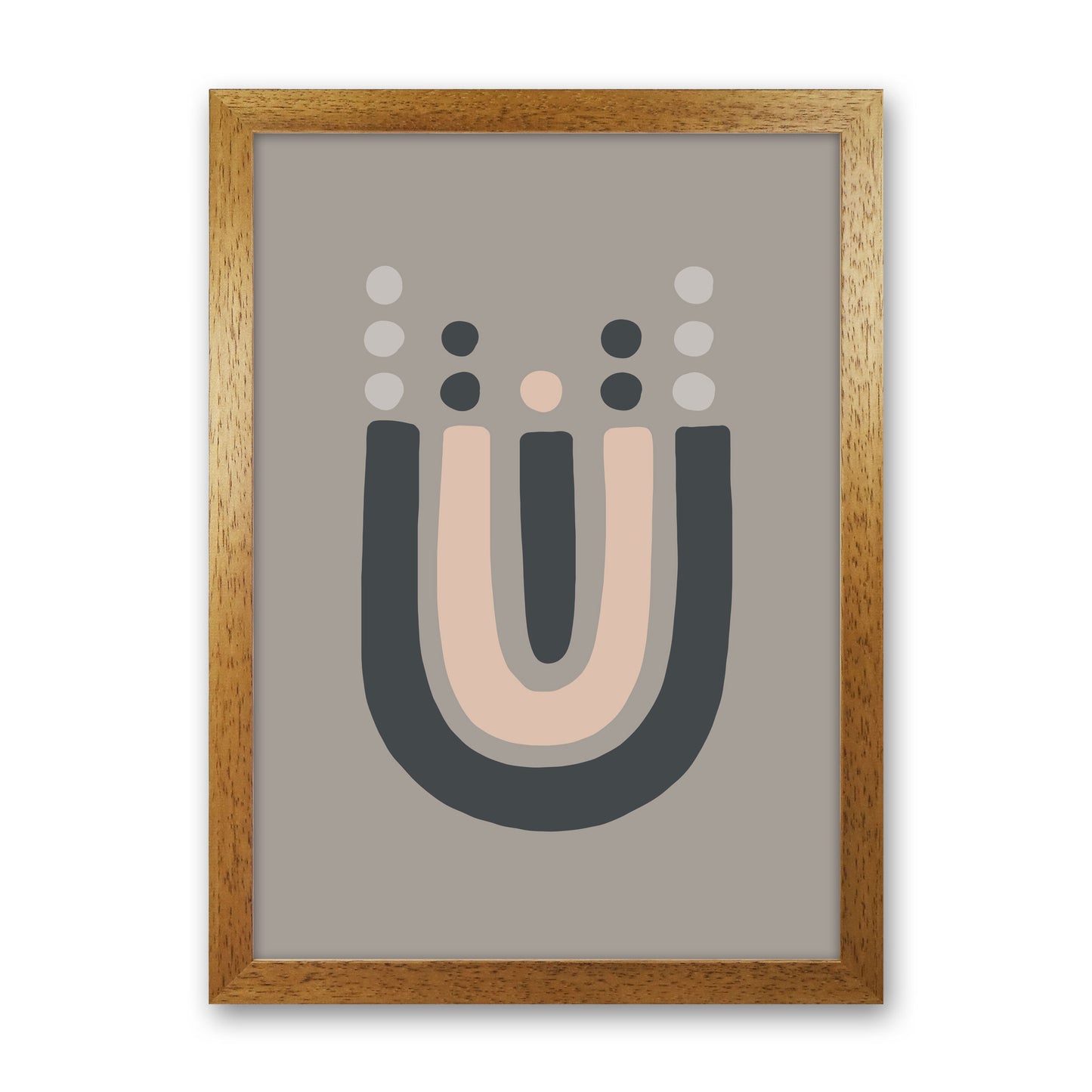 Inspired Upside Down Natural Rainbow Taupe Art Print by Pixy Paper Oak Grain