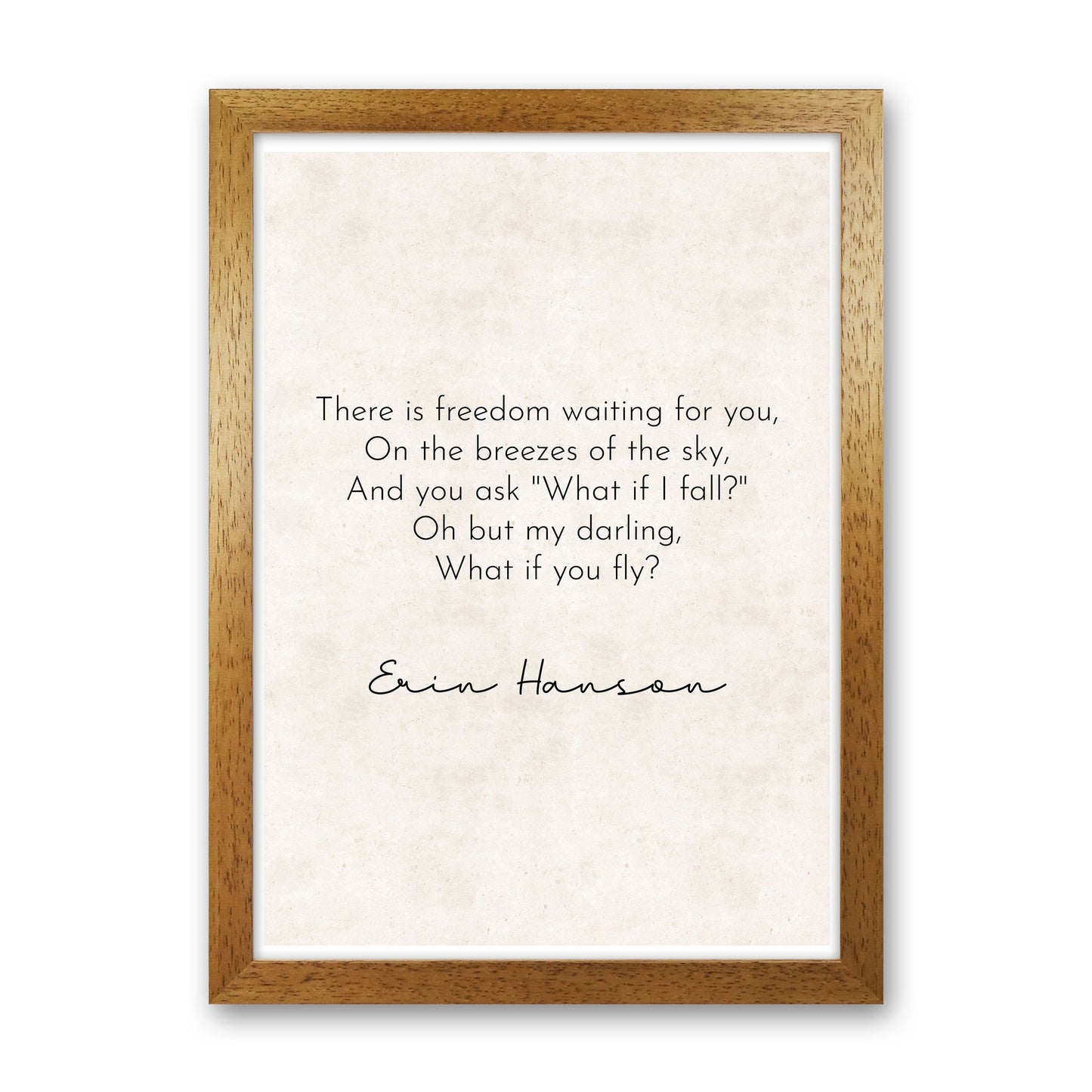 What If I Fall - Erin Hanson Art Print by Pixy Paper Oak Grain