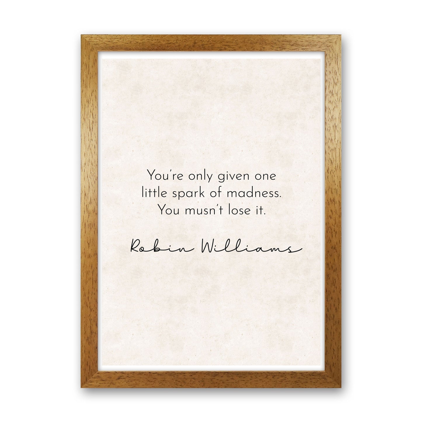 One Spark - Robin Williams Art Print by Pixy Paper Oak Grain