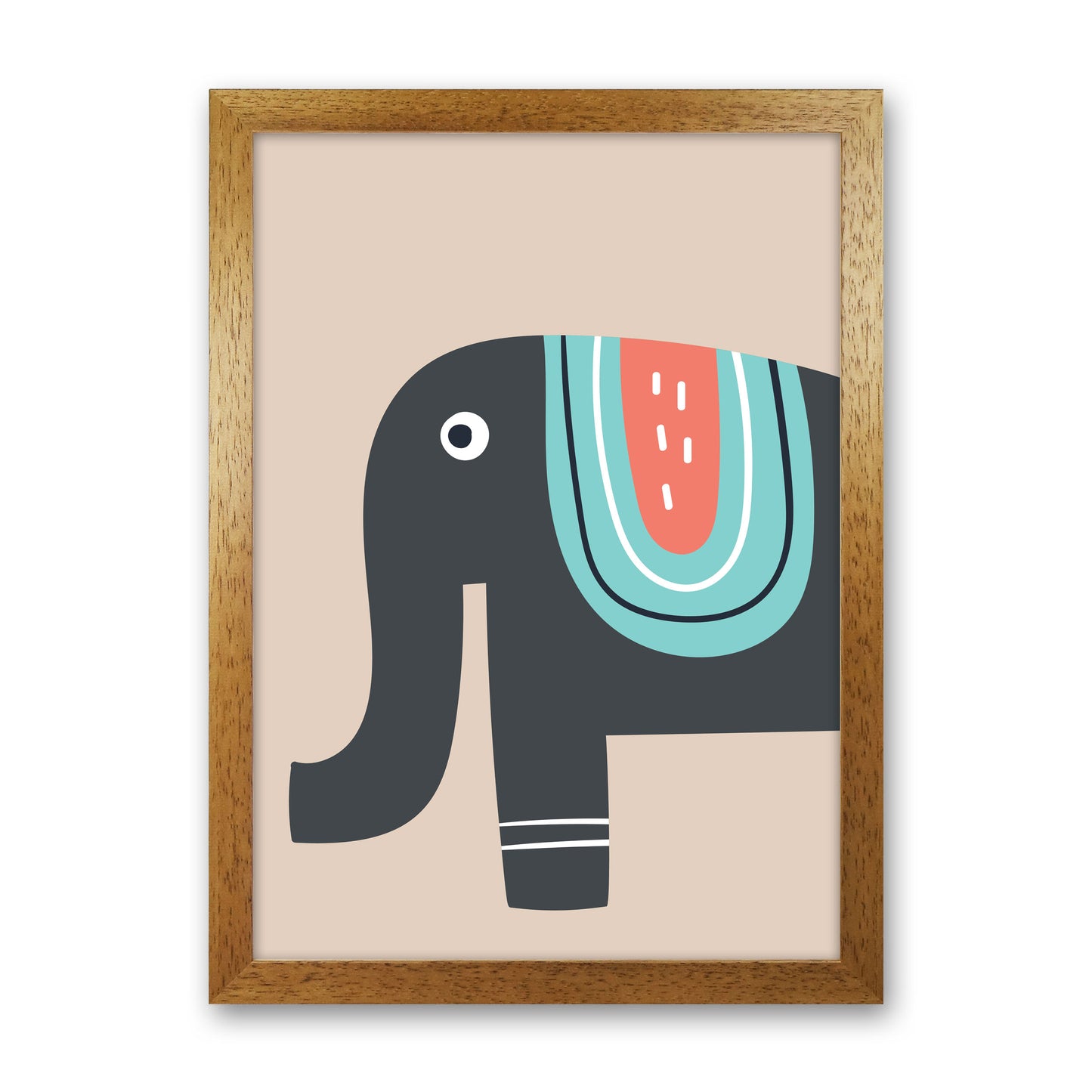 Elephant Neutral kids Art Print by Pixy Paper Oak Grain