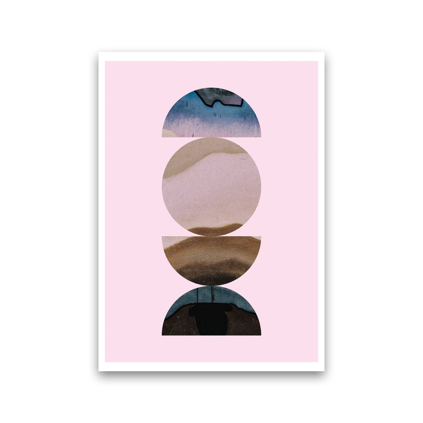 Abstract Circles Pink Background Modern Print Print Only