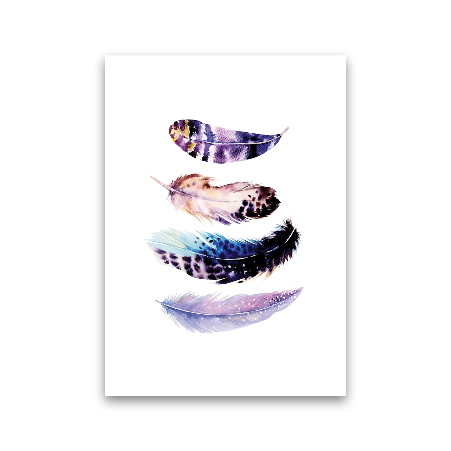 Purple Bird Feathers Abstract Modern Print Print Only