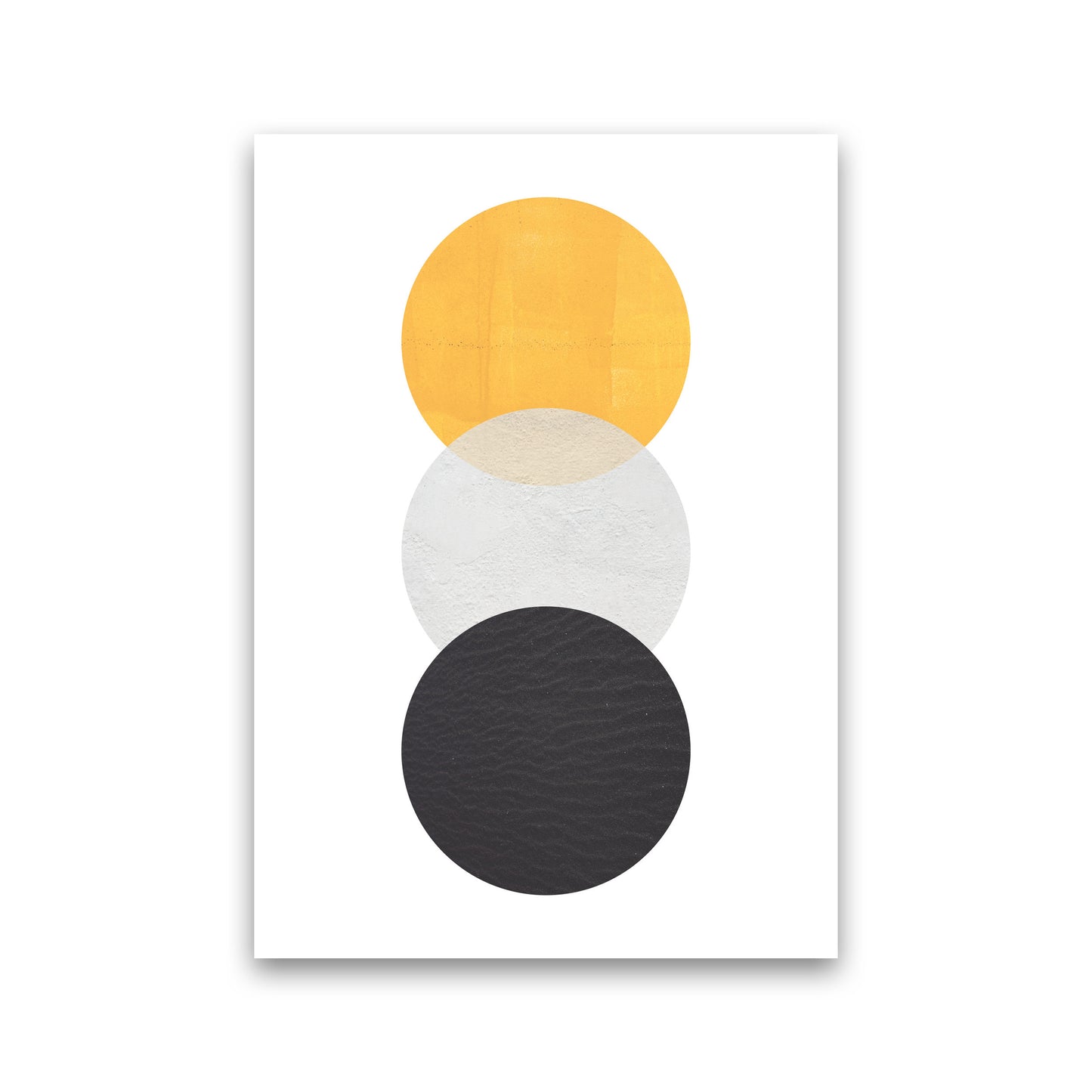 Yellow And Black Abstract Circles Modern Print Print Only