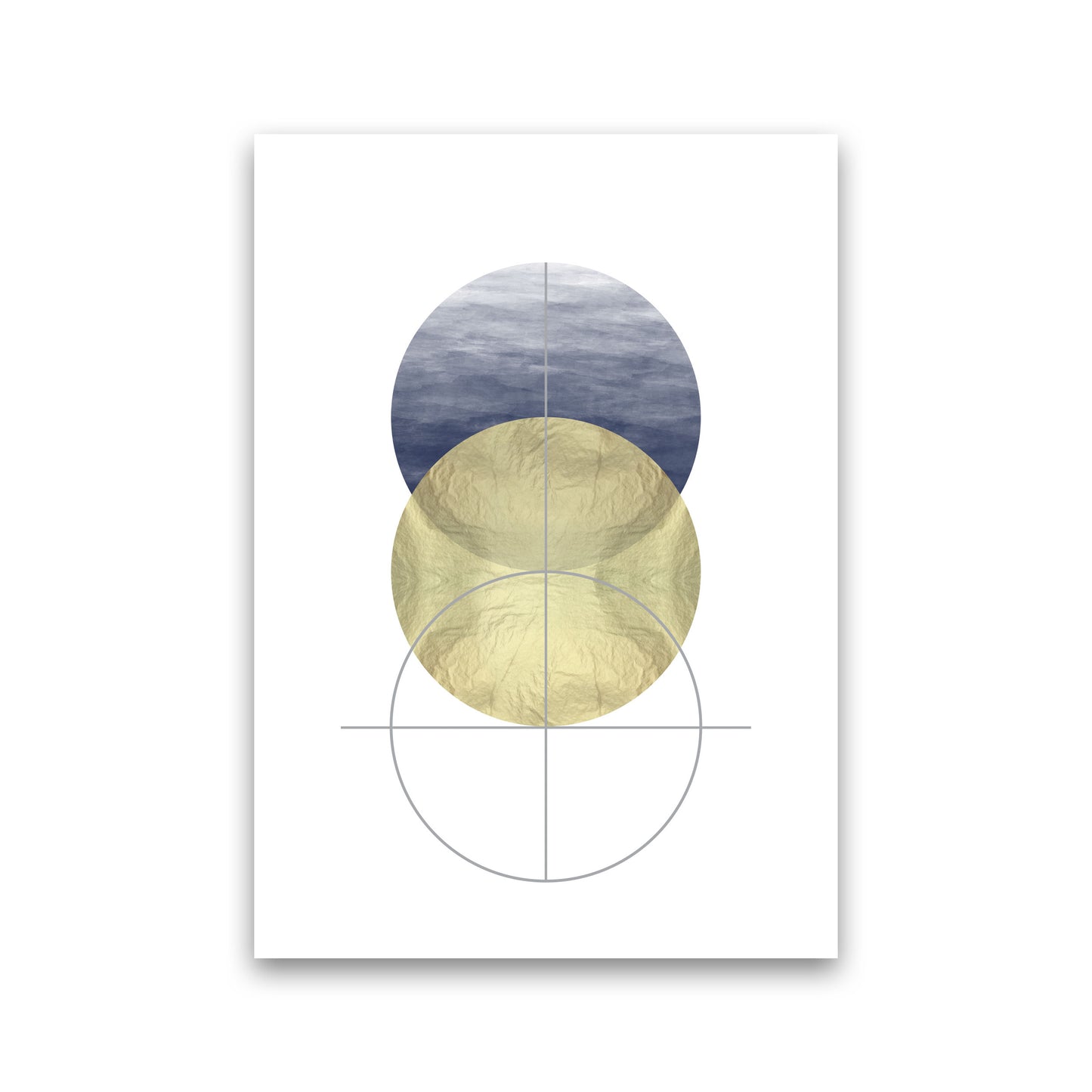 Navy And Gold Abstract Circles Modern Print Print Only