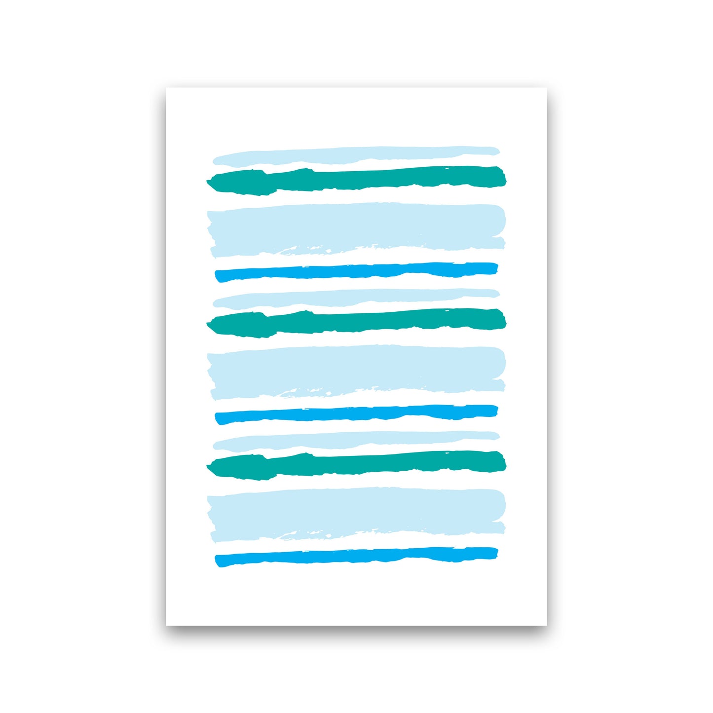 Blue Contrast Abstract Stripes Modern Print Print Only