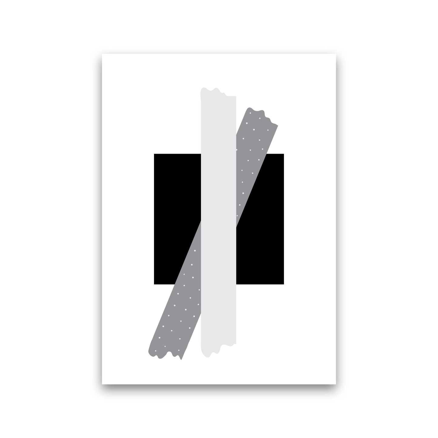 Black Square With Grey Bow Abstract Modern Print Print Only