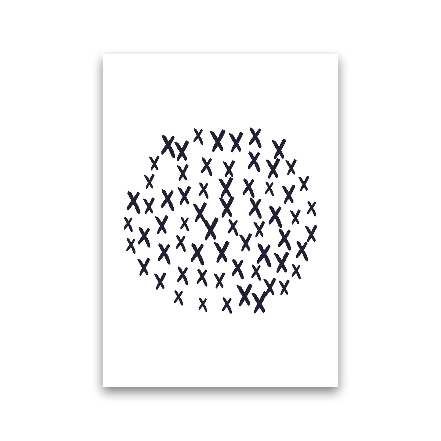 Black Crosses Circle Abstract Modern Print Print Only