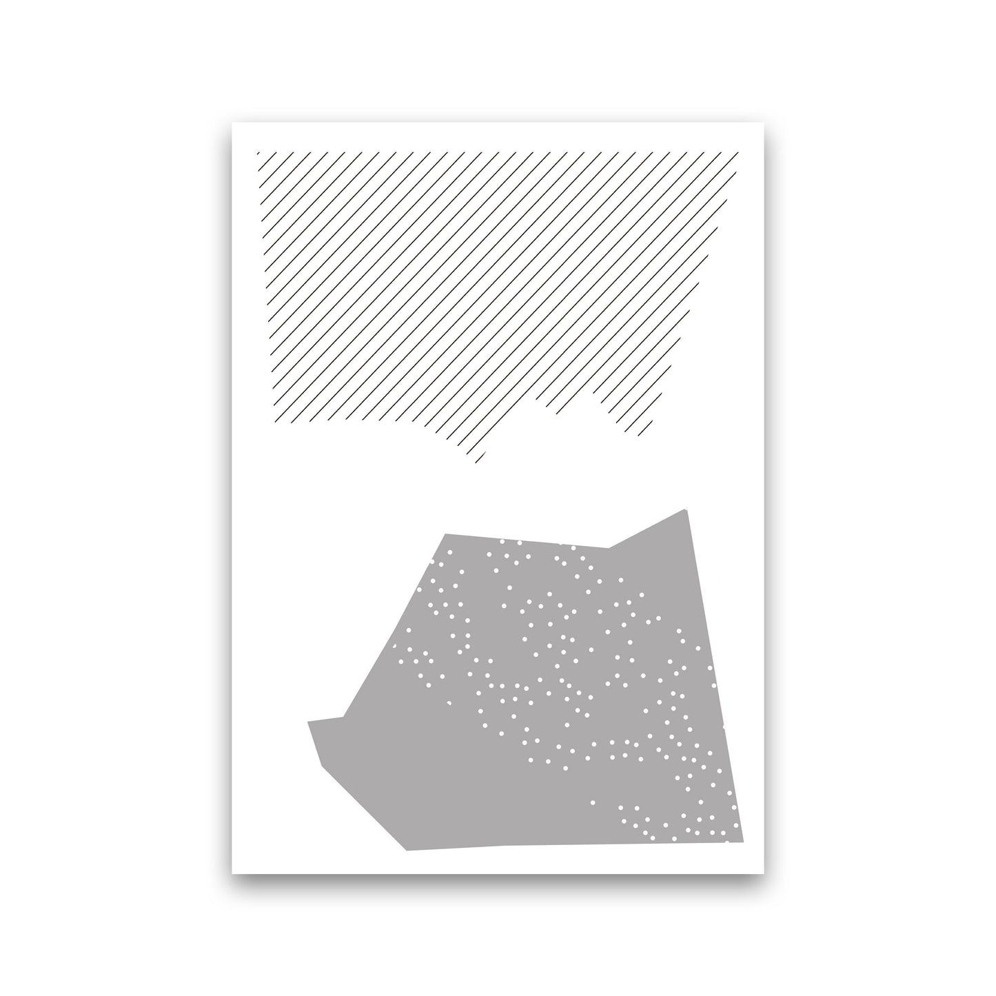 Grey Top And Bottom Abstract Modern Print Print Only