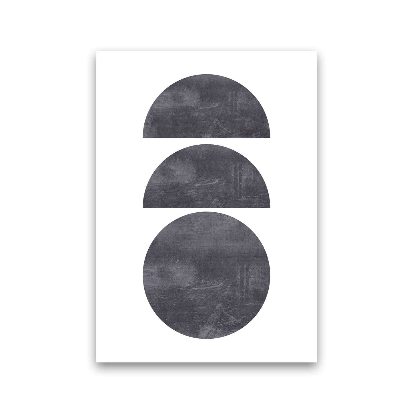 Abstract Scratched Texture Circles Modern Print Print Only