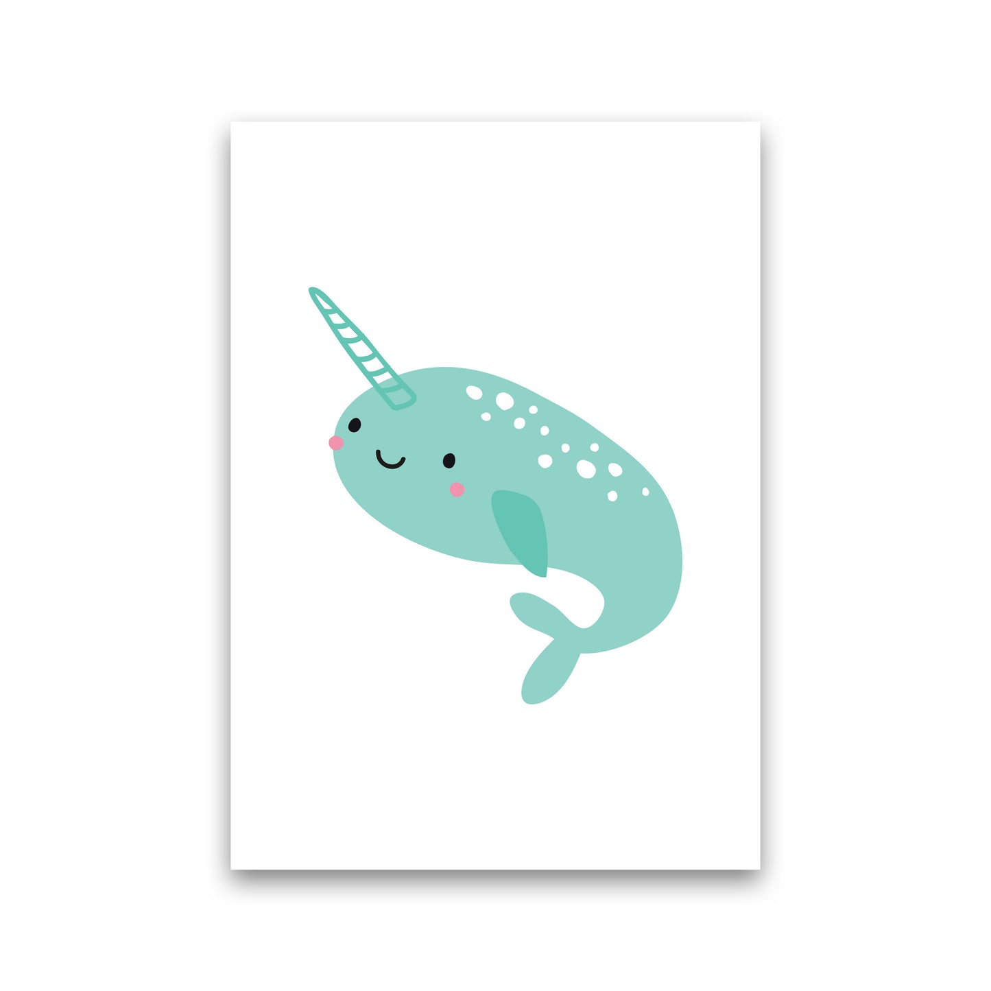 Children's Animals, Narwhal Modern Print Print Only