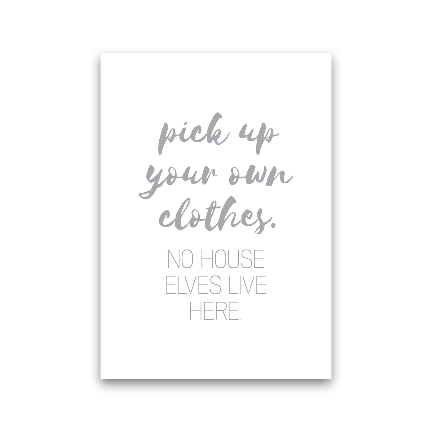 House Elves Grey, Bathroom Framed Typography Wall Art Print Print Only
