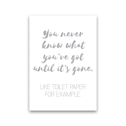 Toilet Roll Grey, Bathroom Modern Print, Framed Bathroom Wall Art Print Only