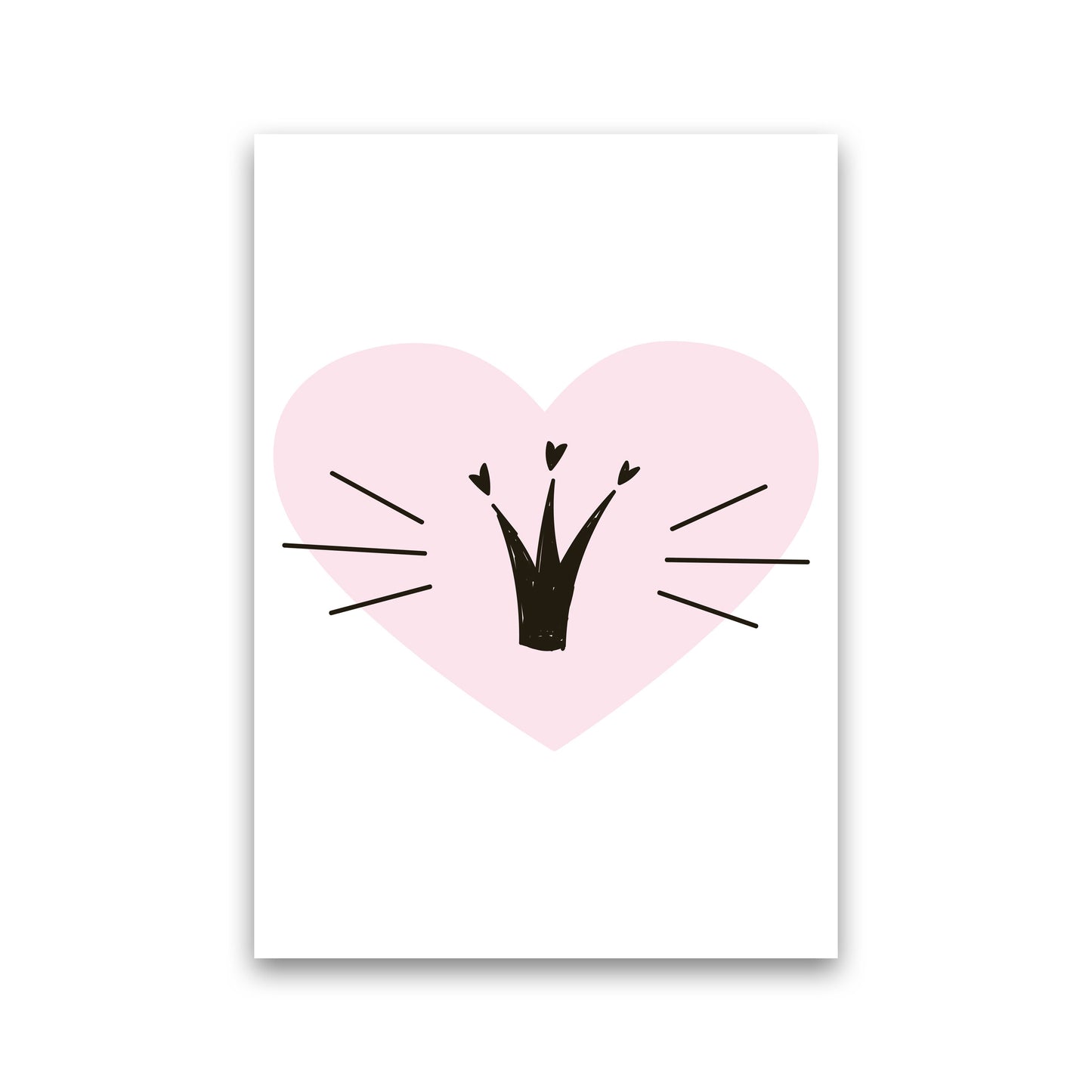 Crown With Pink Heart Framed Nursey Wall Art Print Print Only