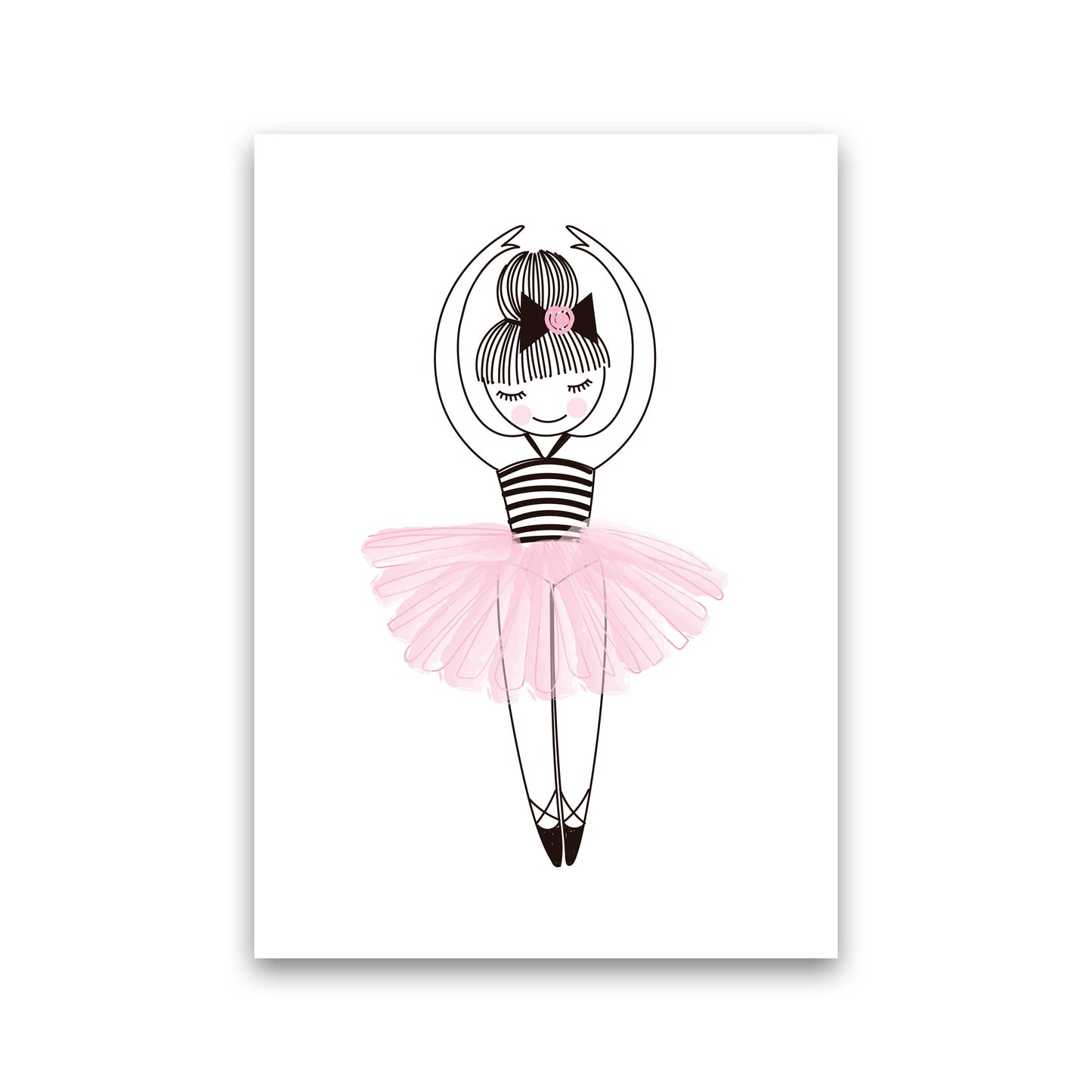 Girl's Ballerina Drawing Multi Set Illustration Wall Art Poster Print Print Only