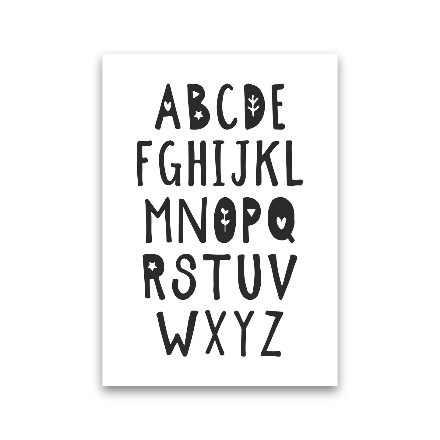 Black Alphabet Framed Nursey Wall Art Print Print Only