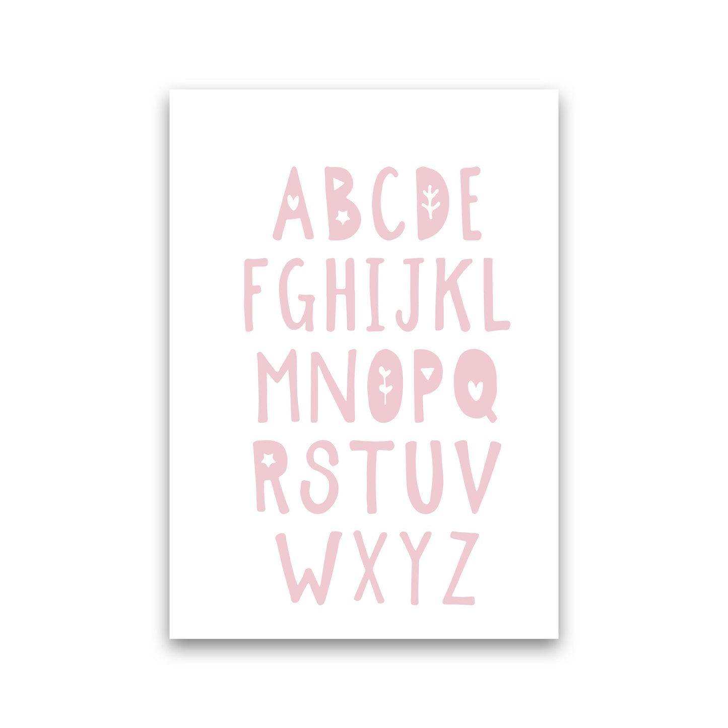 Baby Pink Alphabet Framed Nursey Wall Art Print Print Only