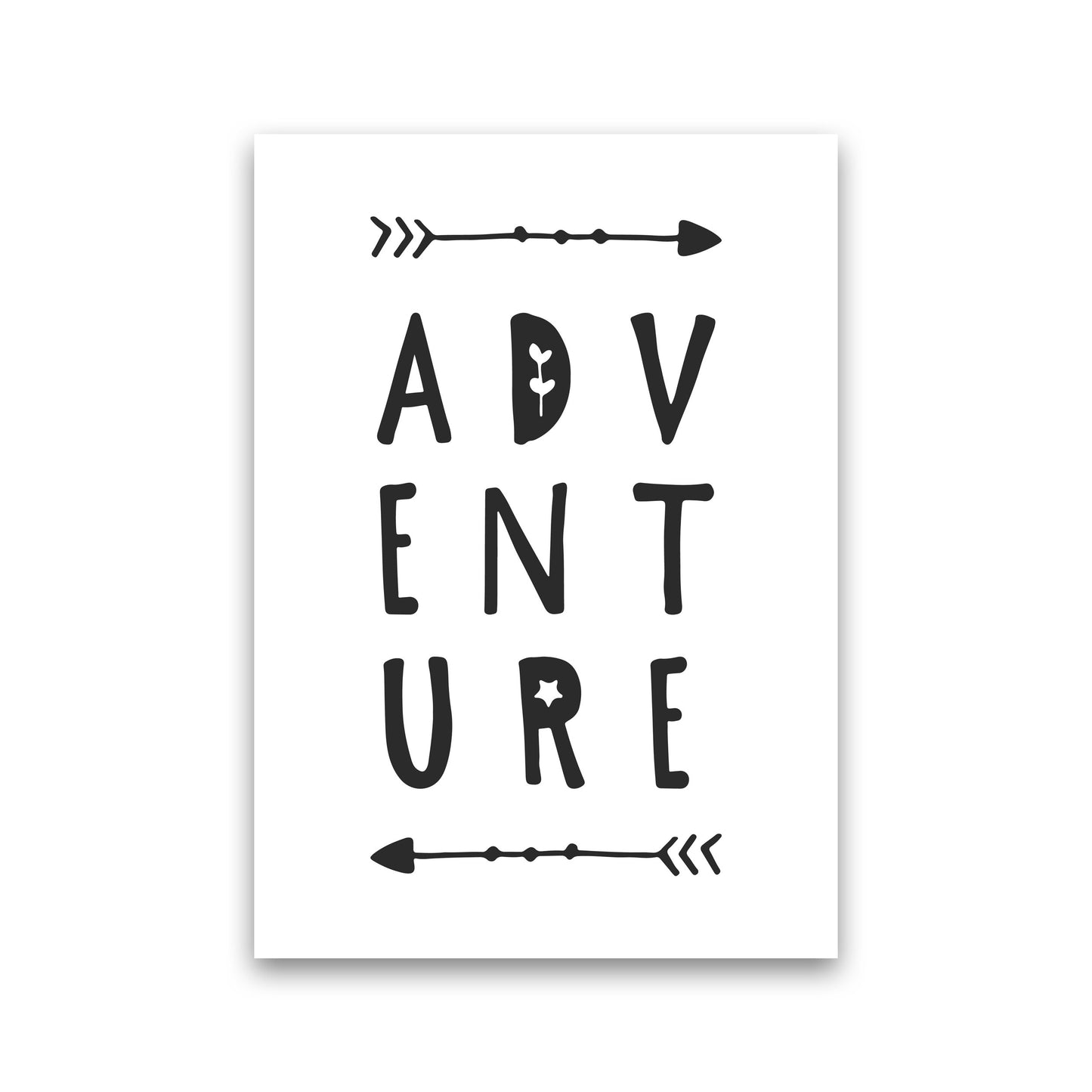 Adventure Black Framed Typography Wall Art Print Print Only