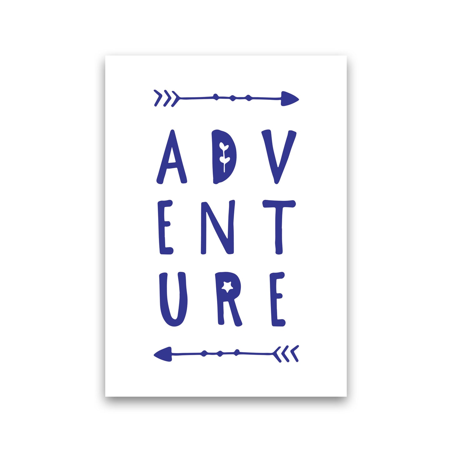 Adventure Navy Framed Typography Wall Art Print Print Only