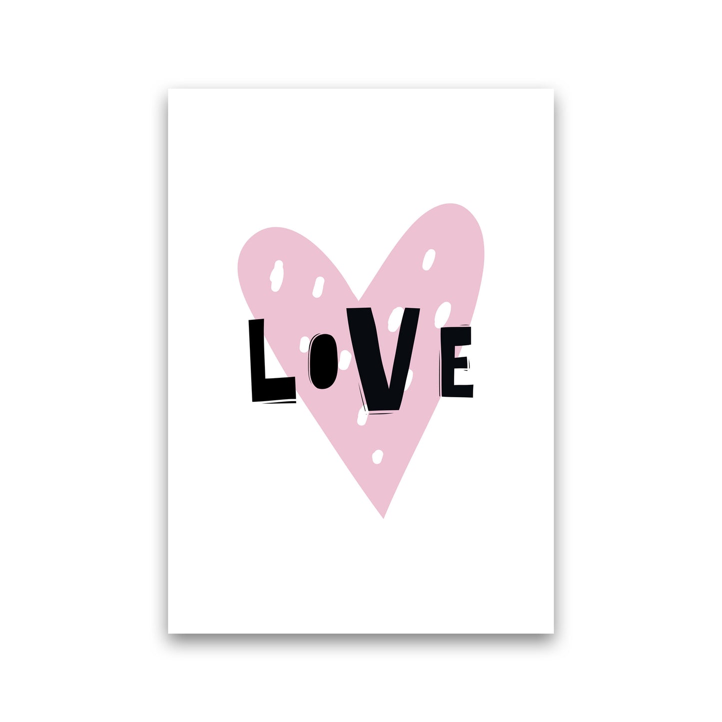 Love Heart Scandi Framed Typography Wall Art Print Print Only
