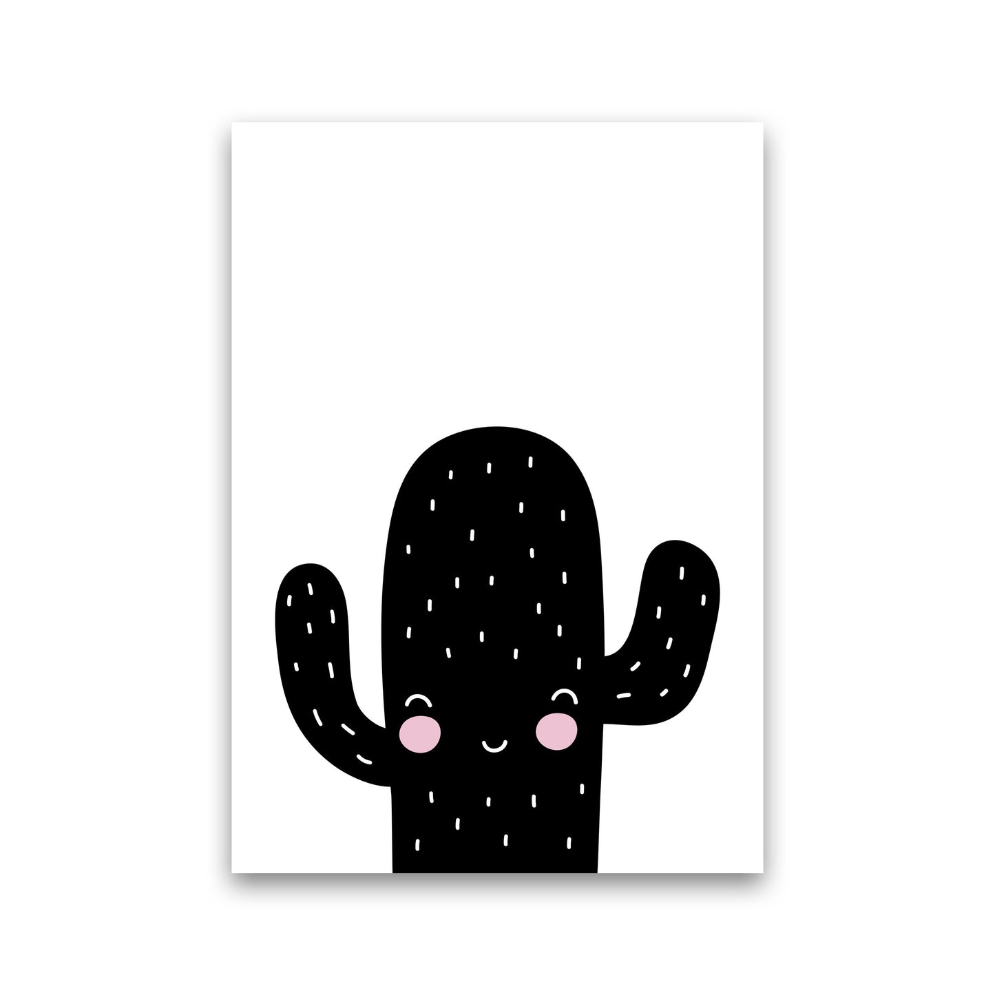 Black Scandi Cactus Modern Print, Framed Botanical & Nature Art Print Print Only