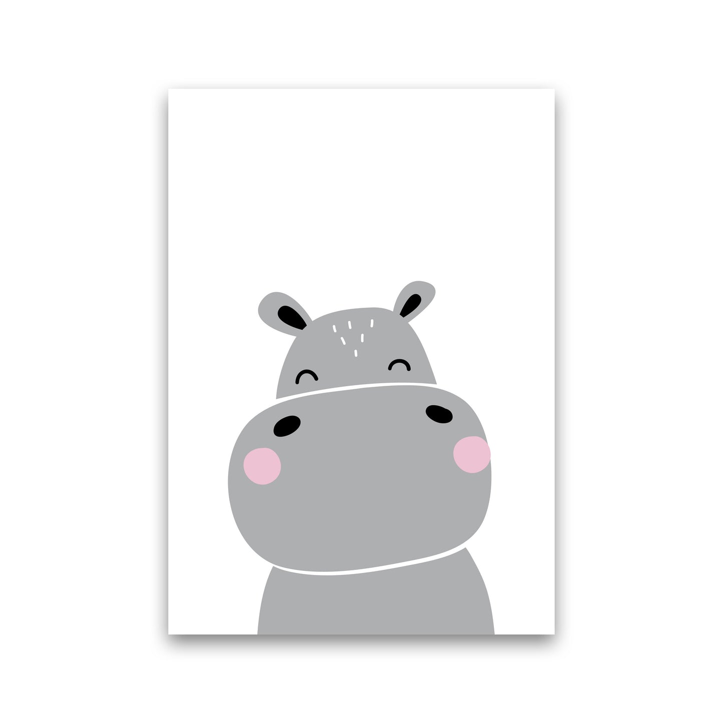 Scandi Hippo Framed Nursey Wall Art Print Print Only