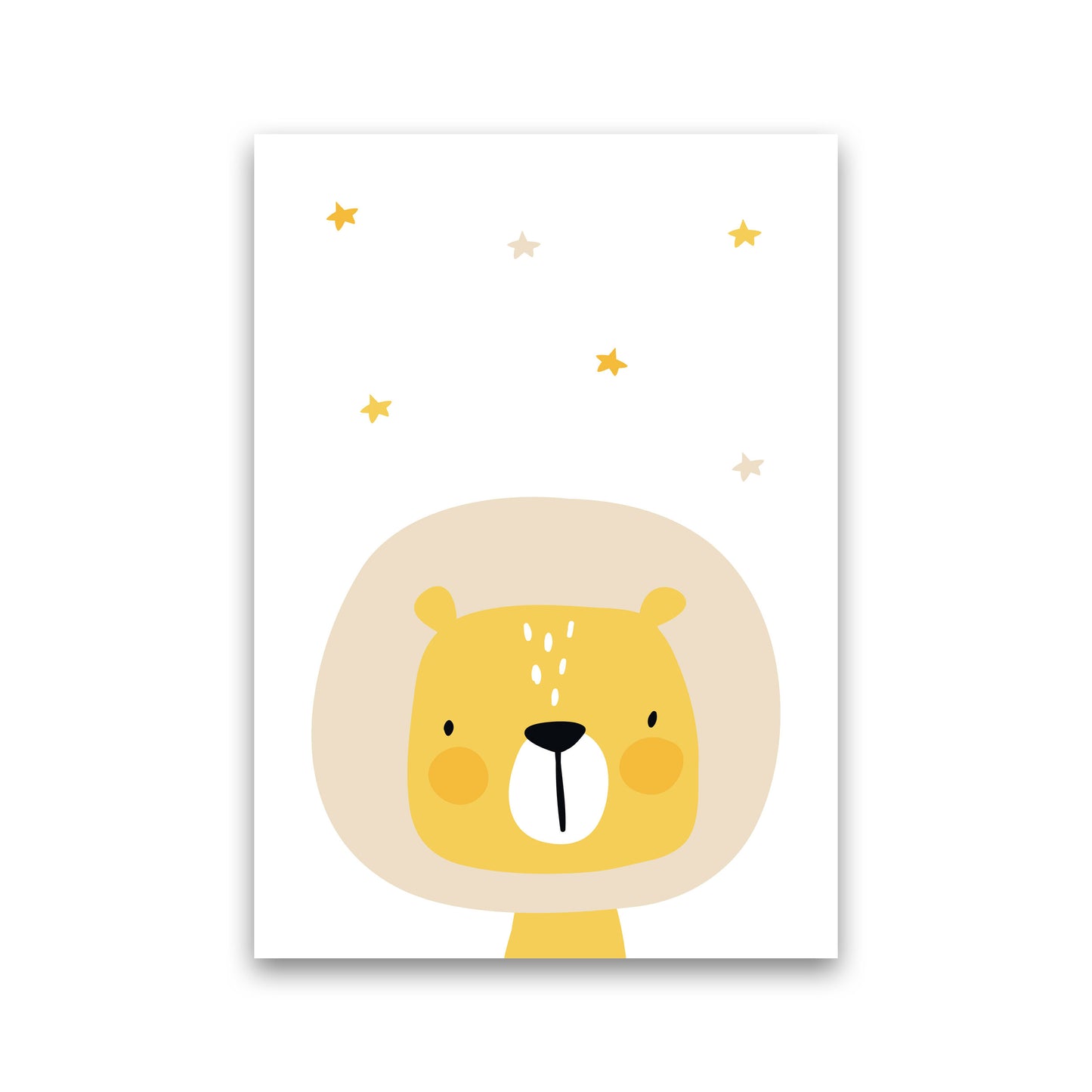 Scandi Lion And Stars Framed Nursey Wall Art Print Print Only