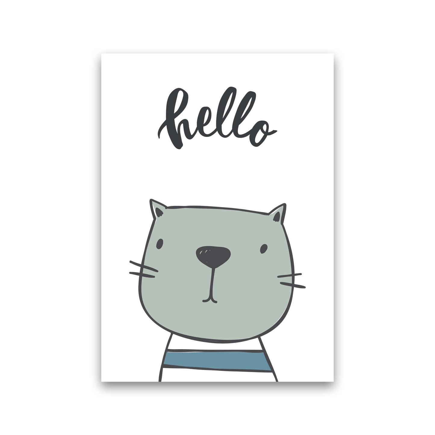 Hello Cat Modern Print Animal Art Print Print Only