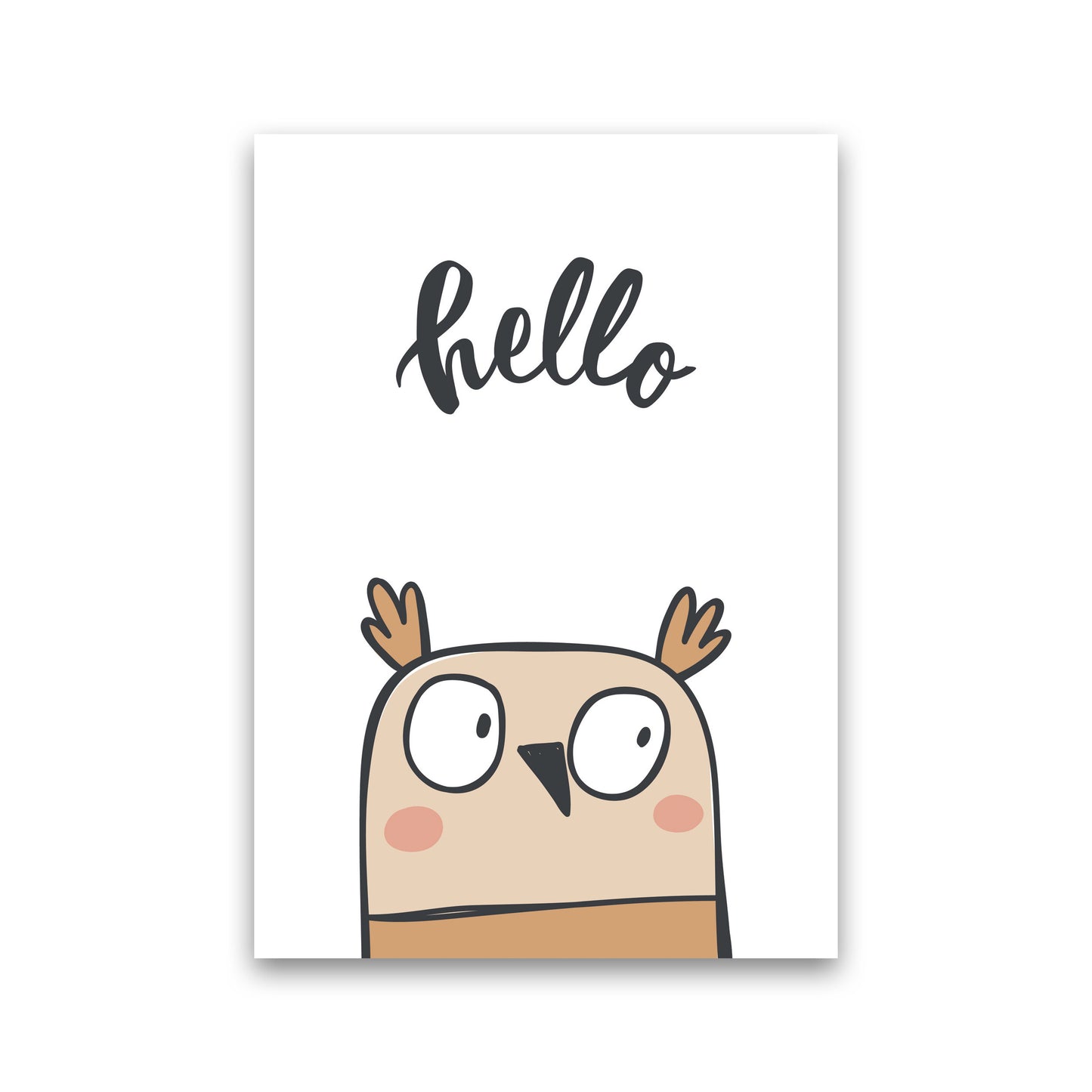 Hello Owl Modern Print Animal Art Print Print Only