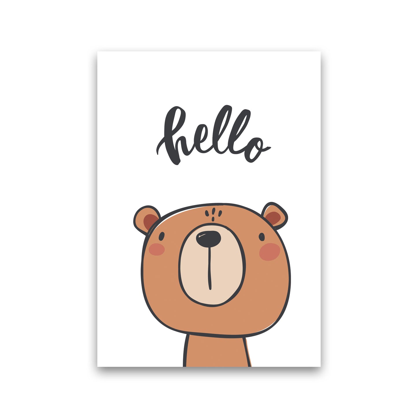 Hello Bear Modern Print Animal Art Print Print Only