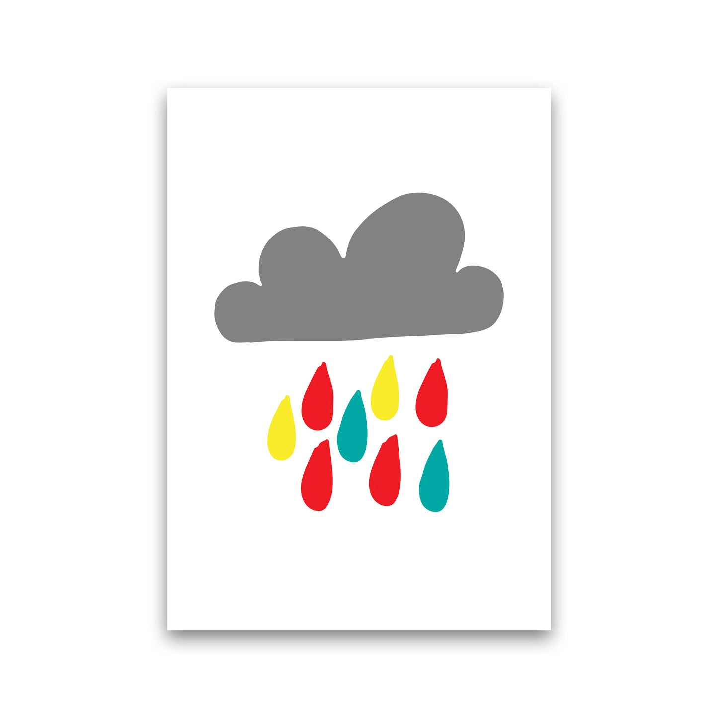 Grey Rain Cloud Framed Nursey Wall Art Print Print Only