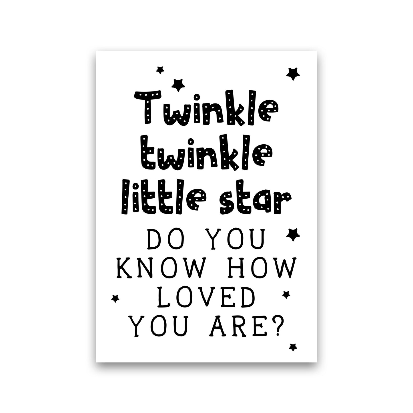 Twinkle Twinkle Little Star Black Framed Nursey Wall Art Print Print Only