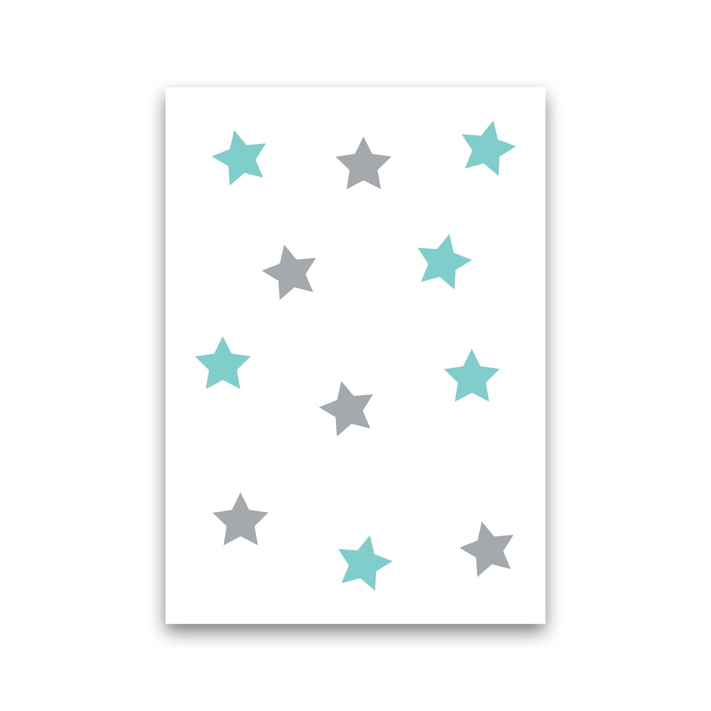 Mint And Grey Stars Framed Nursey Wall Art Print Print Only