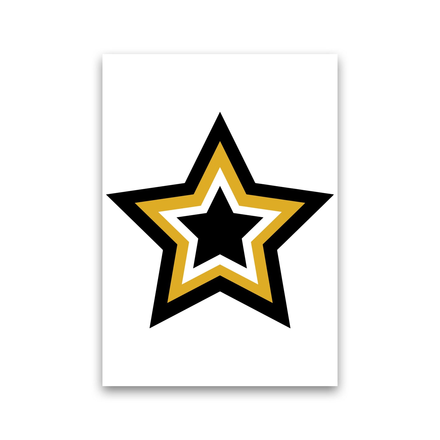 Mustard And Black Layered Star Modern Print Print Only
