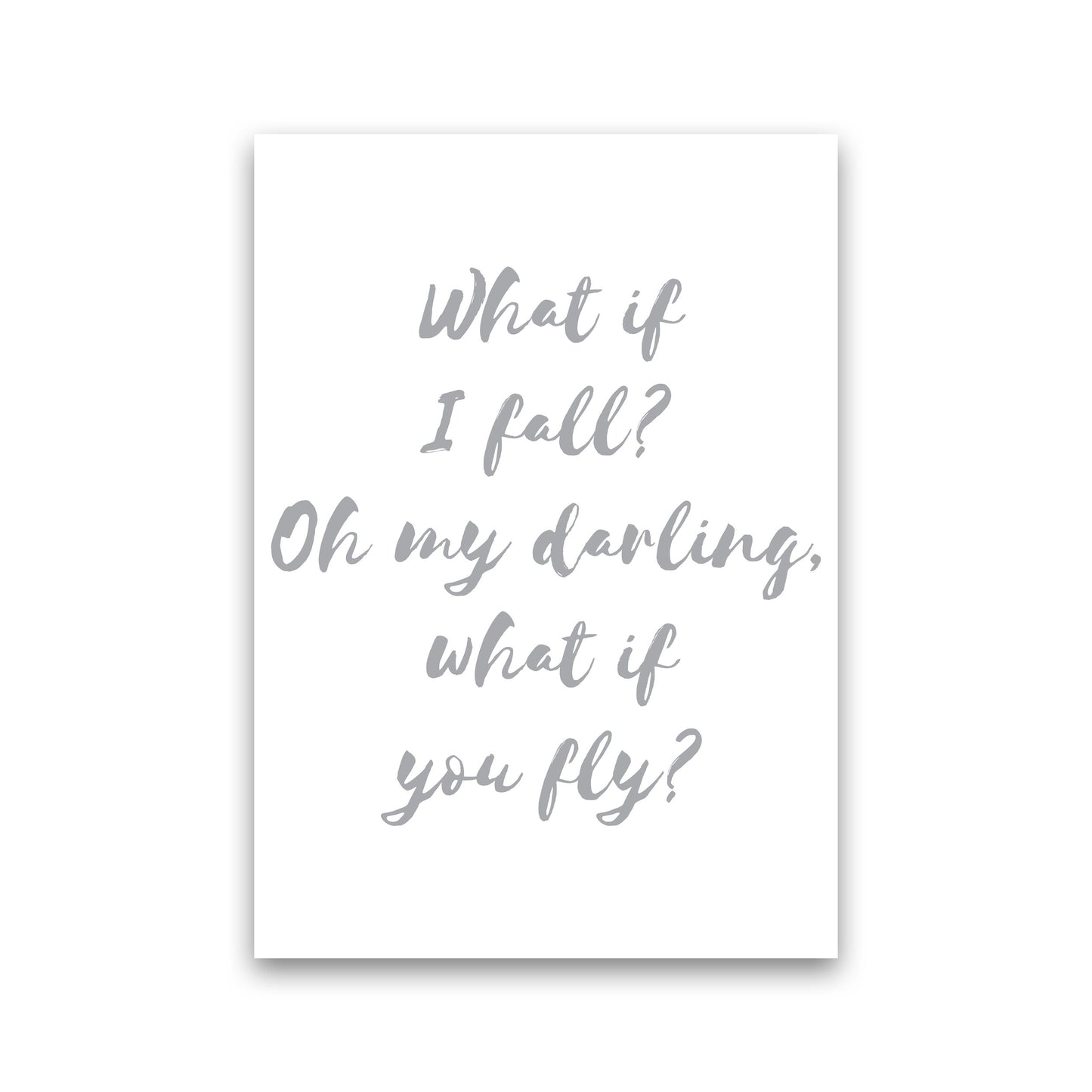 What If I Fall? Grey Modern Print Print Only