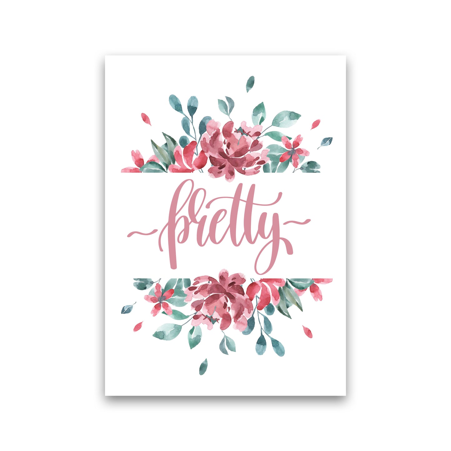 Pretty Pink Floral Framed Typography Wall Art Print Print Only