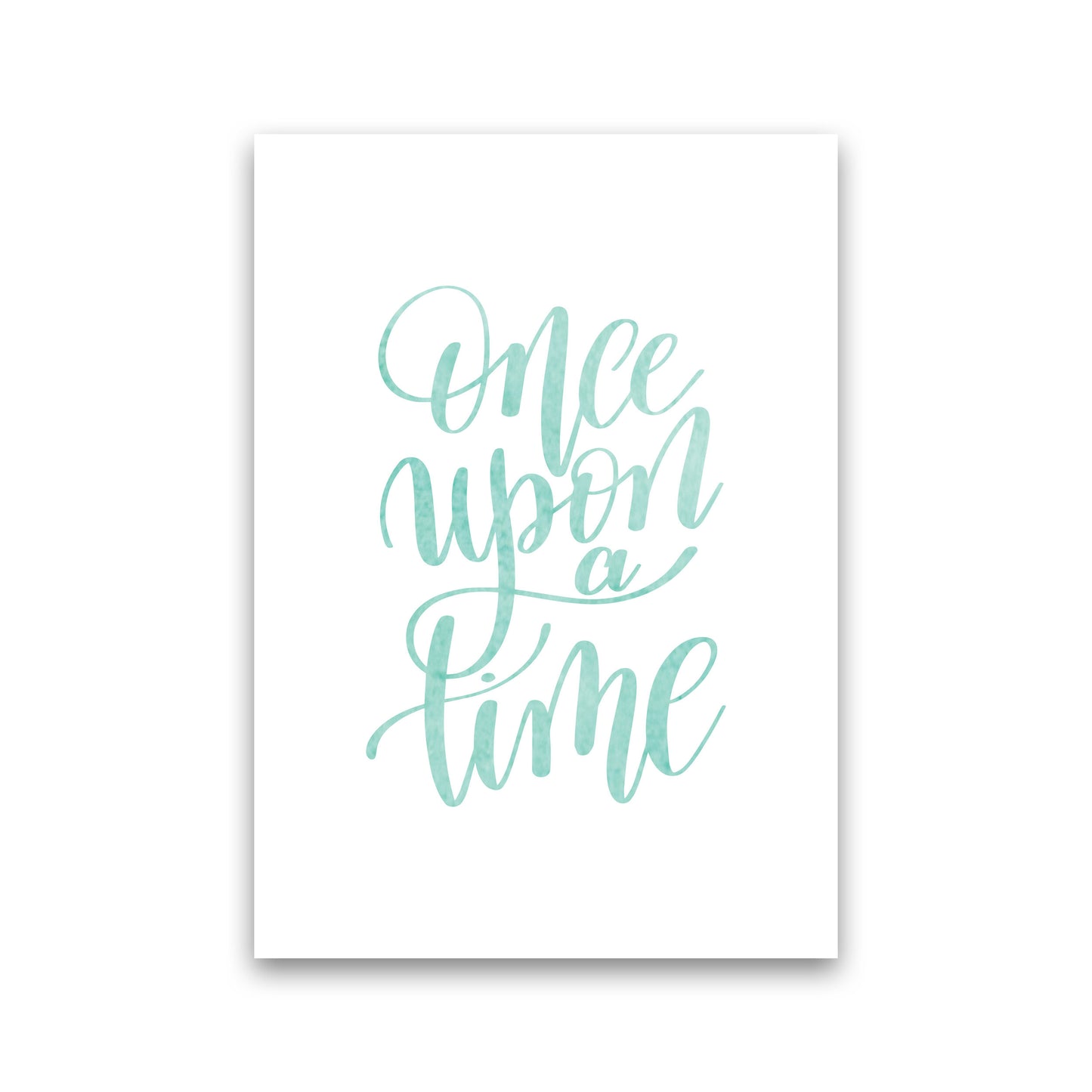 Once Upon A Time Mint Watercolour Framed Typography Wall Art Print Print Only