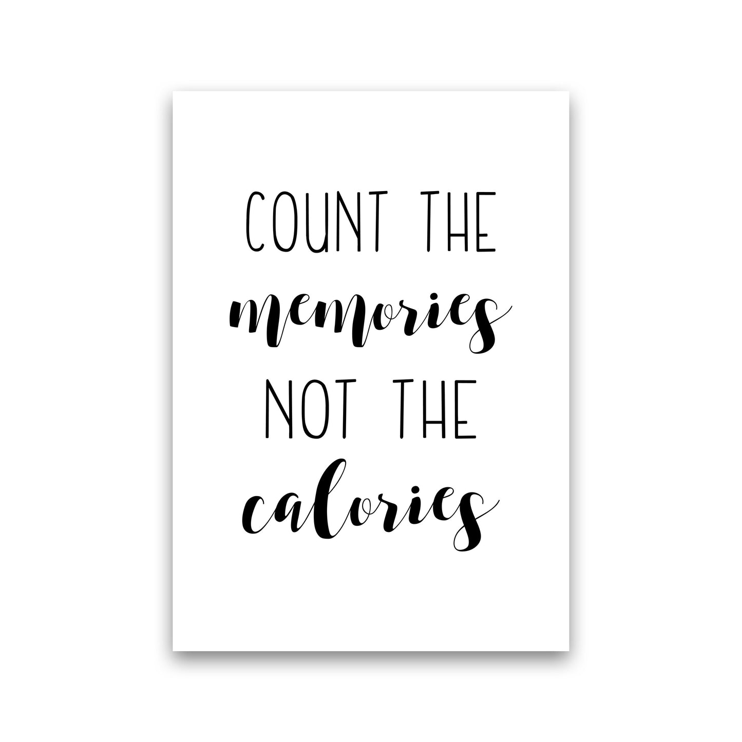 Count The Memories Not The Calories Framed Typography Wall Art Print Print Only