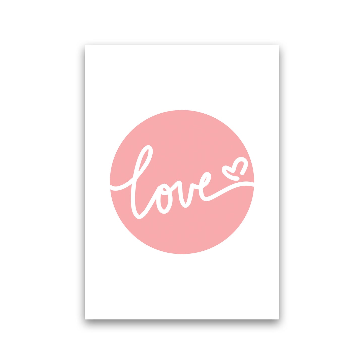 Love Pink Circle Framed Typography Wall Art Print Print Only